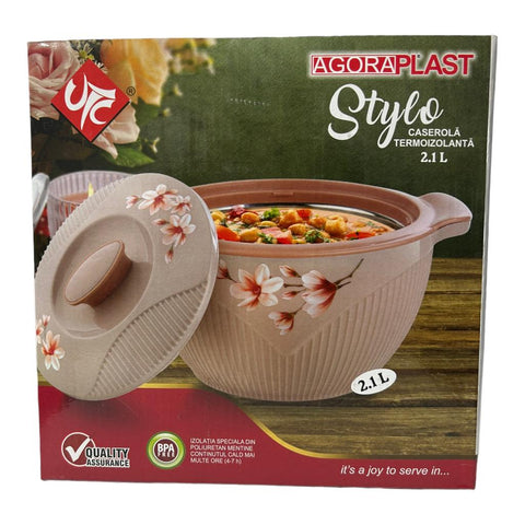Caserola termoizolanta cu capac 2,1 litri Stylo