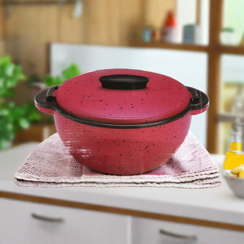 Caserola termoizolanta cu capac 2,3 litri rosu pastrati alimentele proaspete si calde terasa curte