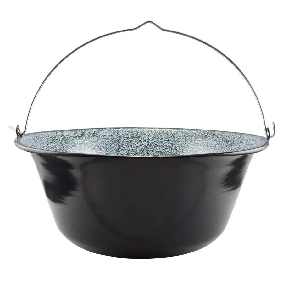 Ceaun 16 litri emailat cu toarta de sarma diametru 42,7 cm Negru gradina terasa