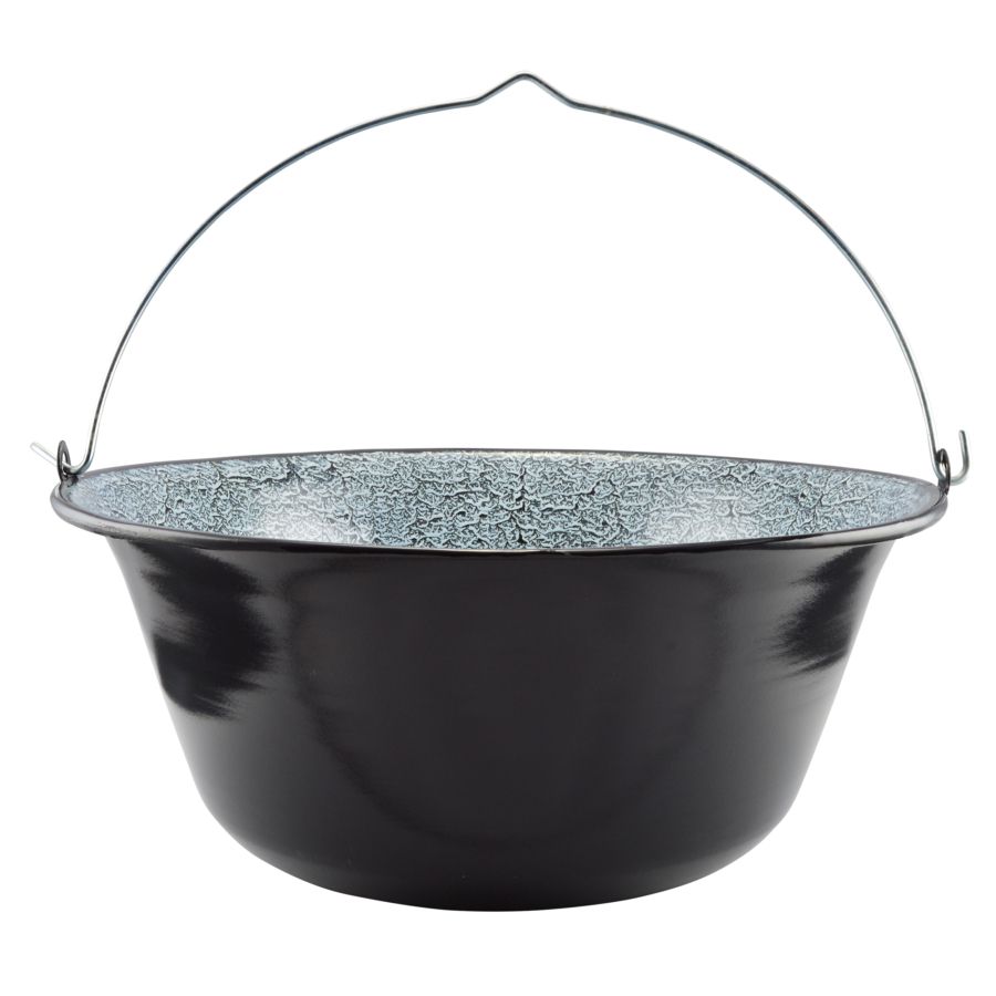 Ceaun 14 litri emailat cu toarta de sarma 40 cm, Negru terasa curte