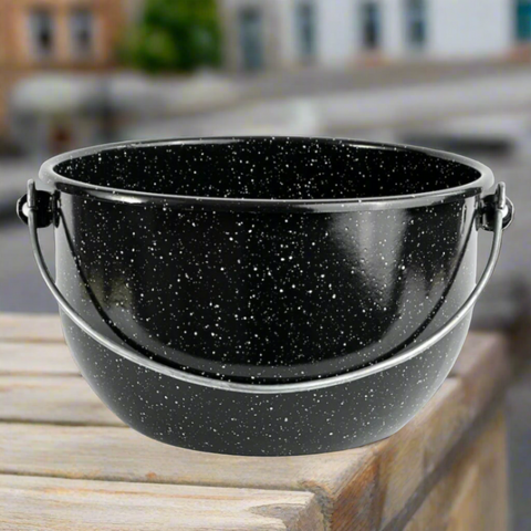 Ceaun 7 litri emailat negru  26 cm Gateste sanatos traditional