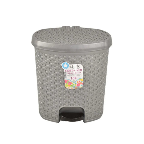 Cos de gunoi cu pedala Ratan 10 Litri, Gri