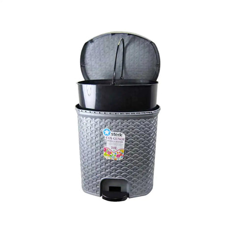 Cos de gunoi cu pedala Ratan 10 Litri, Gri
