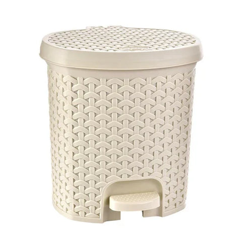 Cos de gunoi cu pedala Ratan Bej, 10 Litri