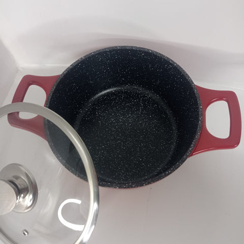 Cratita cu Invelis de Marmura si Capac 4,1 litri Royalty line Rosu
