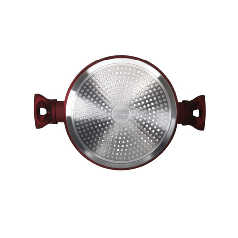Cratita cu capac 2,1 litri invelis de marmura Royalty Line, Red