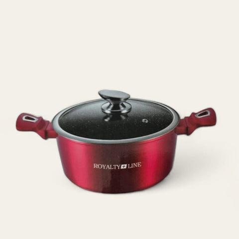 Cratita cu capac 2,1 litri invelis de marmura Royalty Line, Red