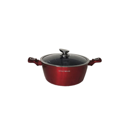 Cratita cu capac 2,1 litri invelis de marmura Royalty Line, Red