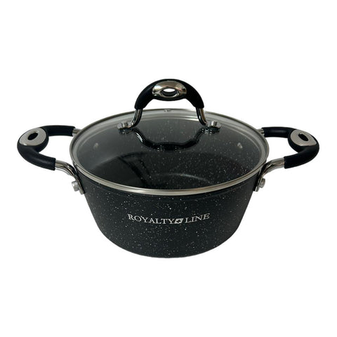 Cratita cu Capac 2,1 L Invelis de Marmura Royalty Line Negru