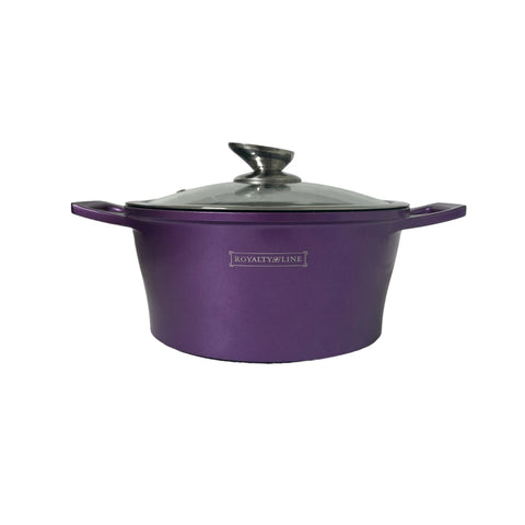 Cratita cu Capac 2,5 L Invelis de Marmura, Royalty Line, Mov
