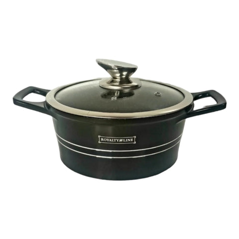 Cratita cu Capac 2,5 litri Invelis de Marmura Royalty Line, Negru