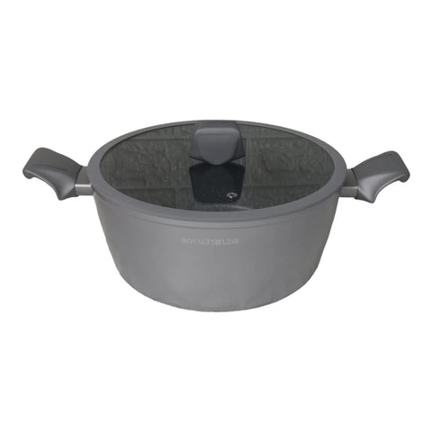 Cratita cu capac 4,2 litri invelis de marmura Royalty Line Silver