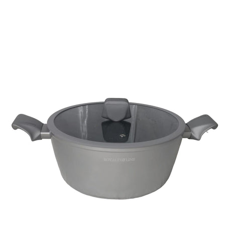 Cratita 6 litri cu capac Invelis de Marmura Royalty Line Silver