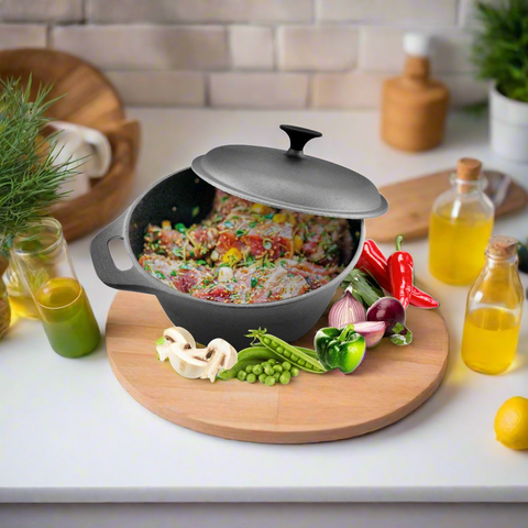 Cratita fonta pura 5 litri cu capac 26.4 x 11 cm Cooking by Heinner Eleganta Performanta GATESTE SANATOS