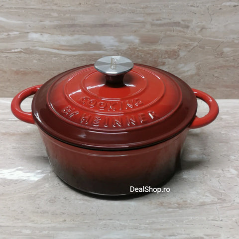 Cratita fonta emailata 2,4 litri Cooking by Heinner Red Line cu capac 20x10 cm Gateste sanatos
