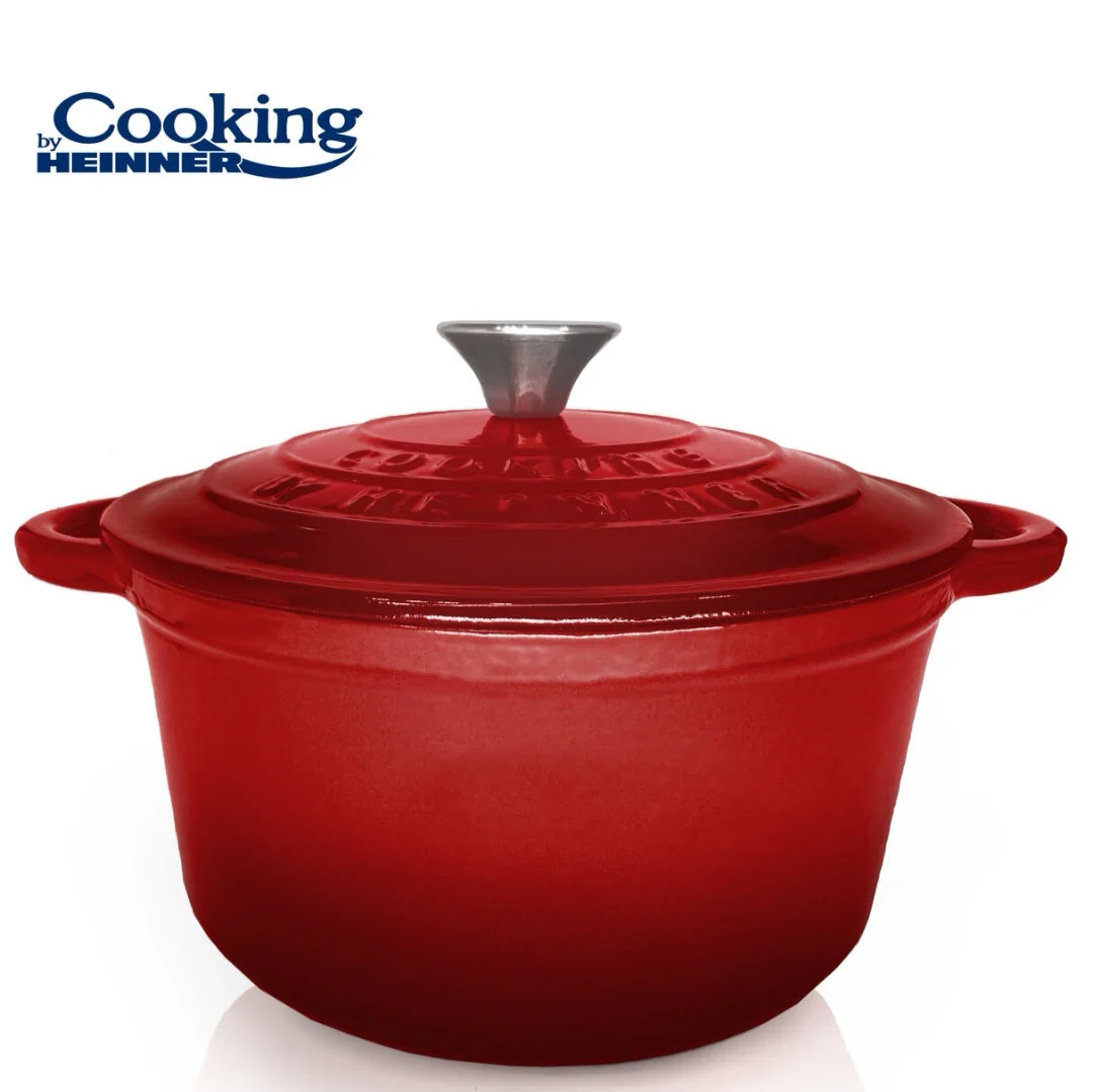 Cratita fonta 4 litri emailata Cooking by Heinner Red Line cu capac 24 x 11,5 cm Gatit sanatos traditional
