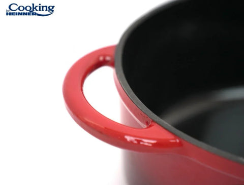 Cratita fonta 4 litri emailata Cooking by Heinner Red Line cu capac 24 x 11,5 cm Gatit sanatos traditional