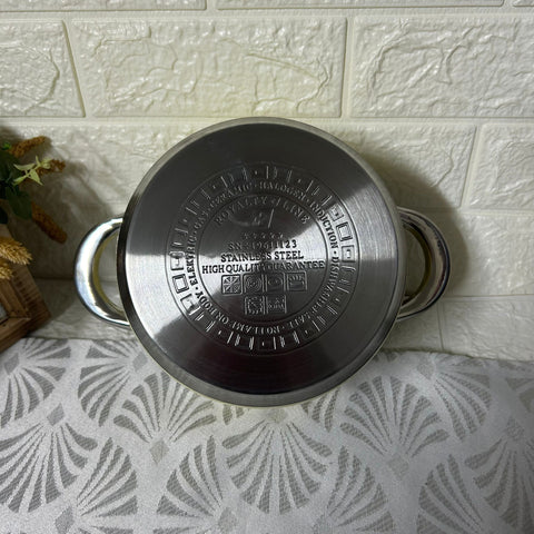 Cratiță Premium Royalty Line Crem 2.9 L – Inox cu fund multistrat și capac din sticlă, gătit rapid, elegant și sănătos