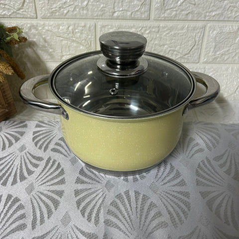 Cratiță Premium Royalty Line Crem 2.9 L – Inox cu fund multistrat și capac din sticlă, gătit rapid, elegant și sănătos