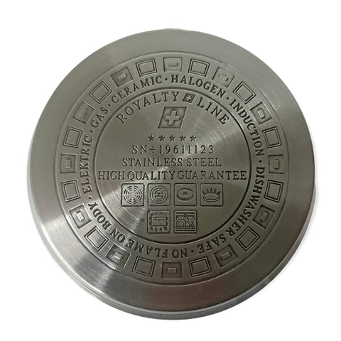 Cratita 6,5 litri inox capac de sticla fund multistrat Royalty Line Gatit Eficient și sanatos