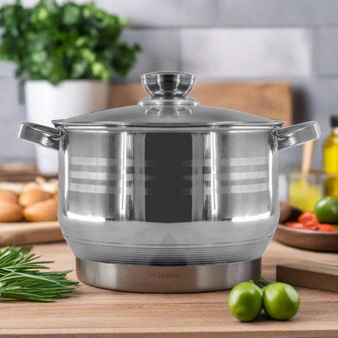 Cratita 6,5 litri inox capac de sticla fund multistrat Royalty Line Gatit Eficient și sanatos