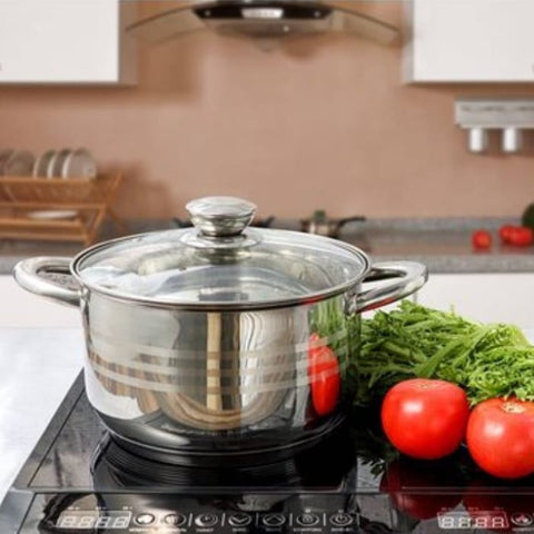 Cratita 6,5 litri inox capac de sticla fund multistrat Royalty Line Gatit Eficient și sanatos