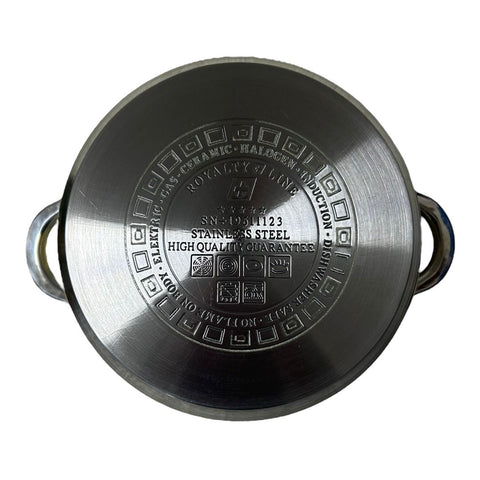 Cratita Premium Royalty Line Crem 6,5 litri Inox cu fund multistrat și capac din sticla gătit rapid, elegant și sanatos