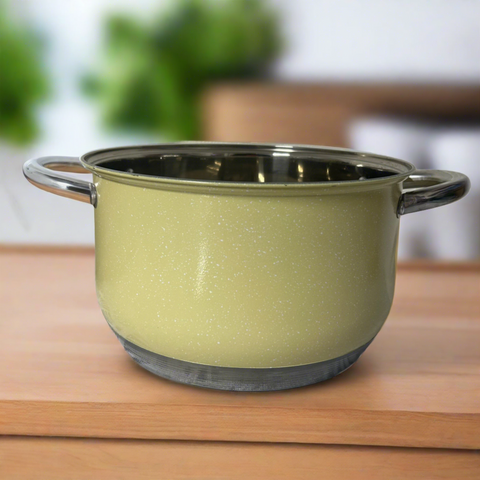 Cratita Premium Royalty Line Crem 6,5 litri Inox cu fund multistrat și capac din sticla gătit rapid, elegant și sanatos