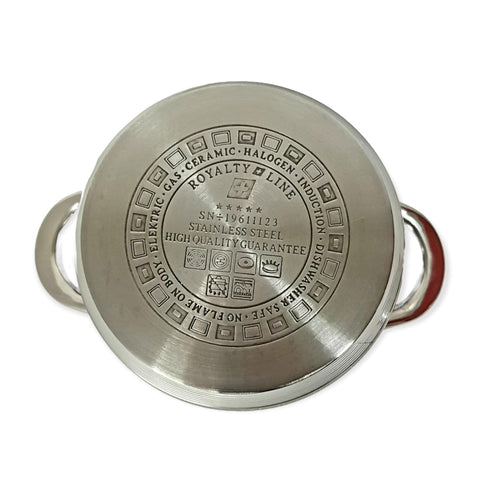 Cratiță Premium Royalty Line Brown 6,5 L – Inox cu fund multistrat și capac din sticlă, gătit rapid, elegant și sănătos