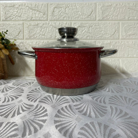 Cratita premium Royalty Line Red 2.9 litri Inox cu fund multistrat și capac din sticla gătit rapid elegant și sănătos