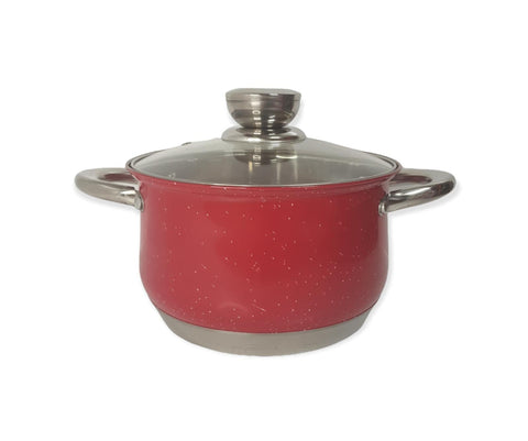 Cratita 3.9 Litri premium Royalty Line Red  Inox cu fund multistrat și capac din sticla gătit rapid și sanatos