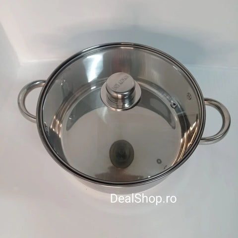 Cratita 5,8 litri inox fund multistrat cu capac de sticla Royalty Line RL-SP6-SP7 GATESTE SANATOS