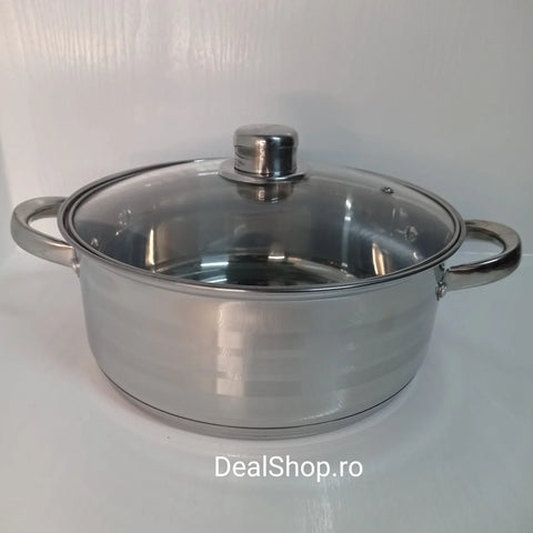 Cratita 7,3 litri joasa inox fund multistrat cu capac de sticla  RL-SP6-SP7