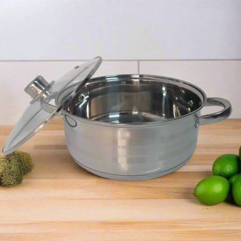 Cratita inox 9 litri joasa cu capac de sticla fund multistrat Royalty Gatire eficienta gateste sanatos și gustos SP6-SP7