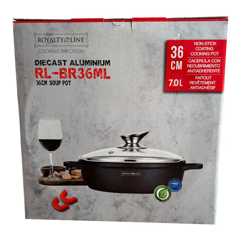 Cratita 7 litri joasa cu Invelis de marmura capac sticla 36 cm RL-BR36ML Royalty Line