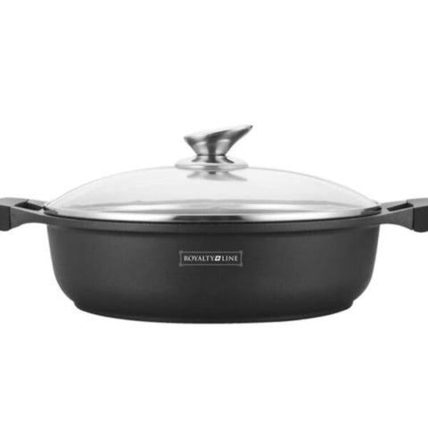 Cratita 4 litri invelis marmură joasa cu capac 28 cm RL-BR28ML Royalty Line