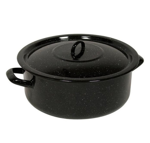 Cratita 10 litri emailata neagra cu capac 36 cm