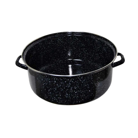 Cratita 10 litri emailata neagra cu capac 36 cm