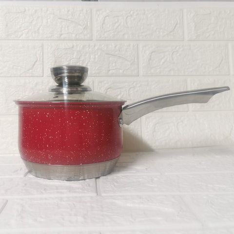 Cratită cu coadă Royalty Line Red 2.1 L – inox cu fund multistrat și capac din sticla gătit rapid și sanatos