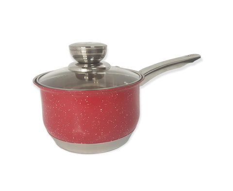 Cratită cu coadă Royalty Line Red 2.1 L – inox cu fund multistrat și capac din sticla gătit rapid și sanatos
