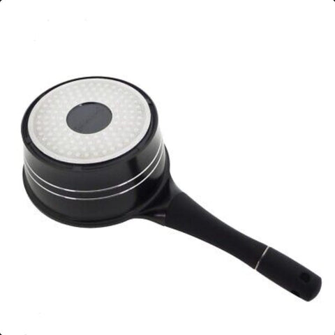 Cratita 1.2 litri ibric sos cu invelis de marmura capac sticla maner detasabil 16×7.8 cm Royalty line Negru