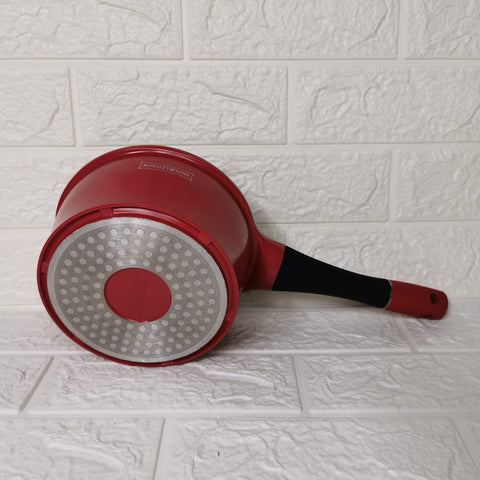 Cratita sos cu invelis de marmura  maner detasabil si capac sticla 16×7.8 cm 1,2 l Royalty line, Rosu