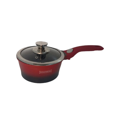 Cratita 1.2 litri sos cu invelis de marmura capac sticla 16×7.8 cm 1,2 l Royalty line Rosu cu Negru