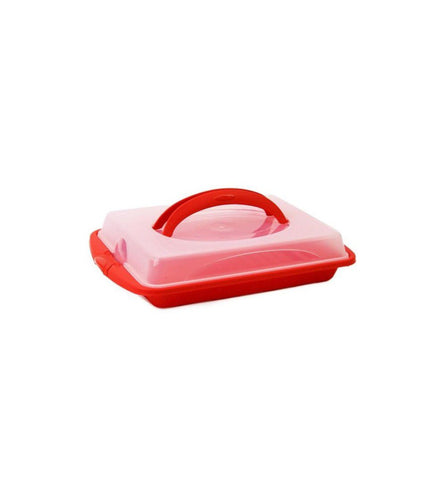 Suport tort prăjituri cu capac si maner dreptunghiular 45 x 30 x 10 cm