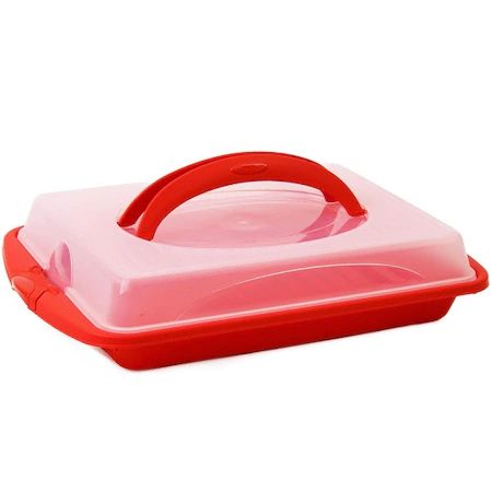 Suport tort prăjituri cu capac si maner dreptunghiular 45 x 30 x 10 cm
