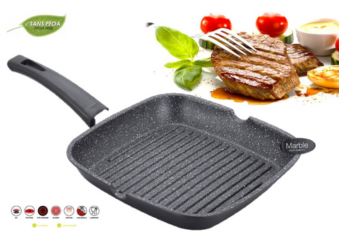 Tigaie grill cu capac sticla 24 cm ROYALTY Line gratar