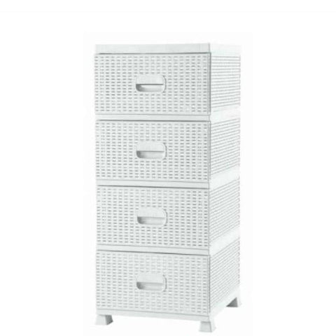 Dulap depozitare 4 sertare Ratan alb 38x45x90 cm dulap ratan