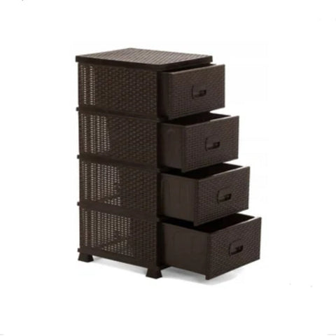 Dulap model ratan 4 sertare pentru depozitare 38x45x90 cm maro