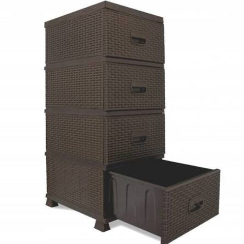 Dulap model ratan 4 sertare pentru depozitare 38x45x90 cm maro