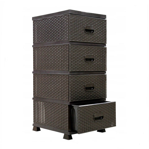 Dulap model ratan 4 sertare pentru depozitare 38x45x90 cm maro